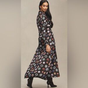 Anthropologie Corey Lynn Carter Long Sleeve V-Neck Jewel Maxi Shirt Dress
